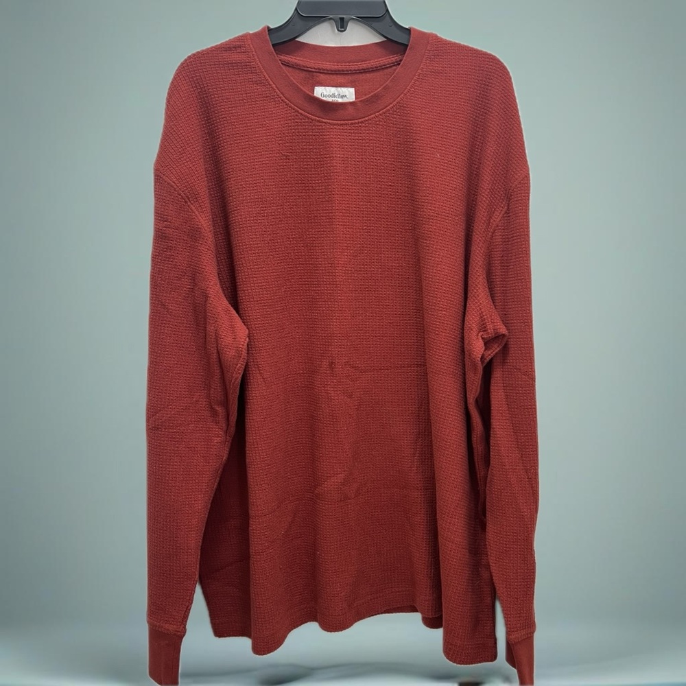 Goodfellow & Co Long Sleeve Waffle Knit Top (Rust, Size XXL